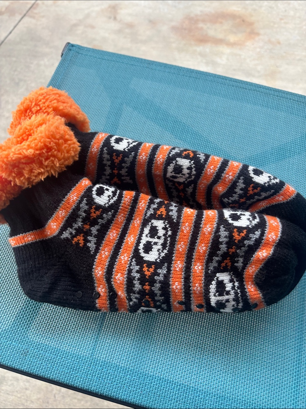 Cozy Black & Orange Jack Skelligton Pattern Slipper Socks